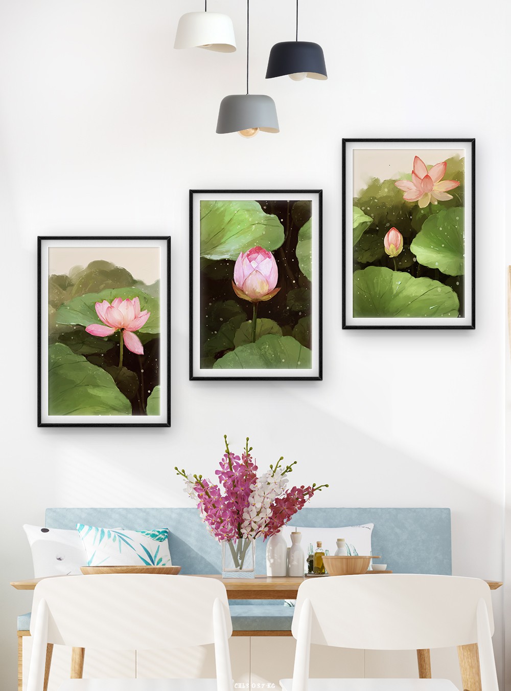 Hoa sen tranh vẽ CHL3-037-KG